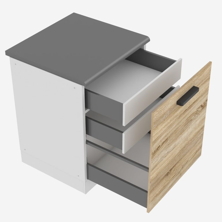 Küchenunterschrank 60cm, Innenschubladen mit Arbeitsplatte TOR SDSZW60/0/WT/DS/B/B1/PP