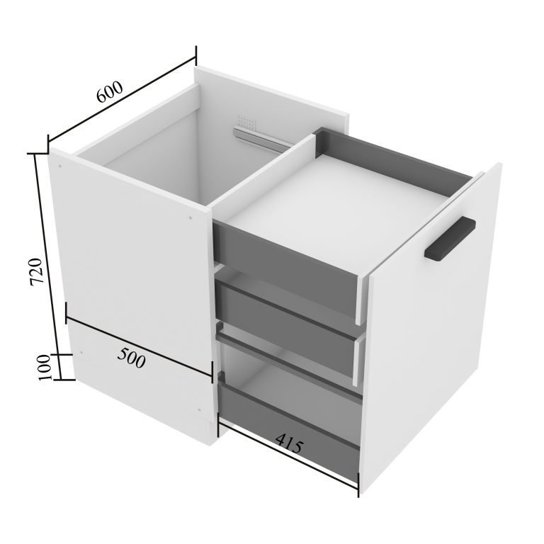 Küchenunterschrank 60cm Innenschubladen INF SDSZW60/0/WT/W/0/B1/PP