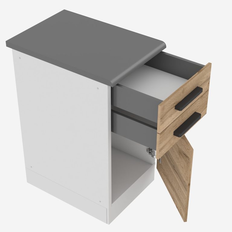 Belini Unterschrank mit Schubladen Premium Full Version 40 cm Wotan-Eiche mit Arbeitsplatte Hersteller TOR SDSZ40/0/WT/DW/B/B1/PP
