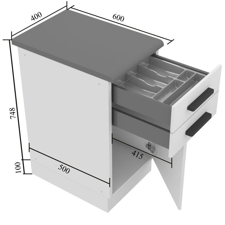 Küchenunterschrank 40cm Schubladen mit Arbeitsplatte INF SDSZ40WS/0/WT/S/B/B1/PP