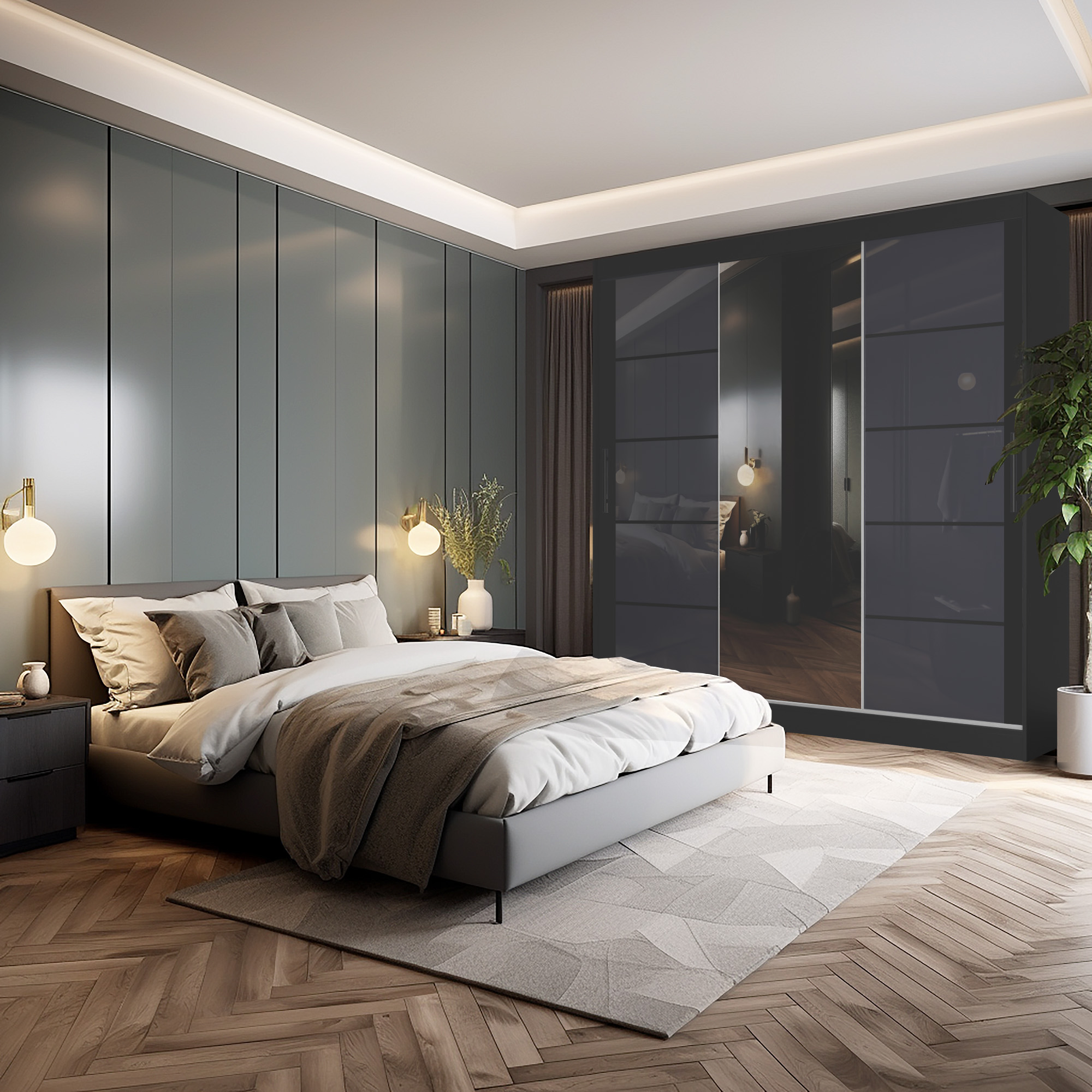 Schlafzimmer mit gemütlichem Design