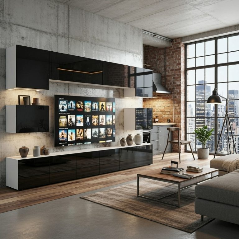 Wohnwand Belini Premium Full Version Hochglanz schwarz + LED-Beleuchtung Nexum 47 Hersteller NEX 3/0/W/B/0/0/PP