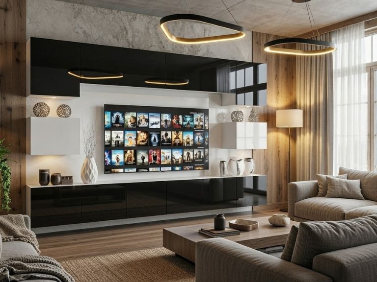 Wohnwand Belini Premium Full Version Hochglanz weiß-schwarz + LED-Beleuchtung Nexum 37 Hersteller NEX 3/0/W/BWB/0/0/PP