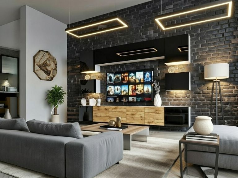 Wohnwand Belini Premium Full Version Hochglanzschwarz / Wotan-Eiche + LED-Beleuchtung Nexum 53 Hersteller NEX 3/0/W/BBBDW/0/0/PP

