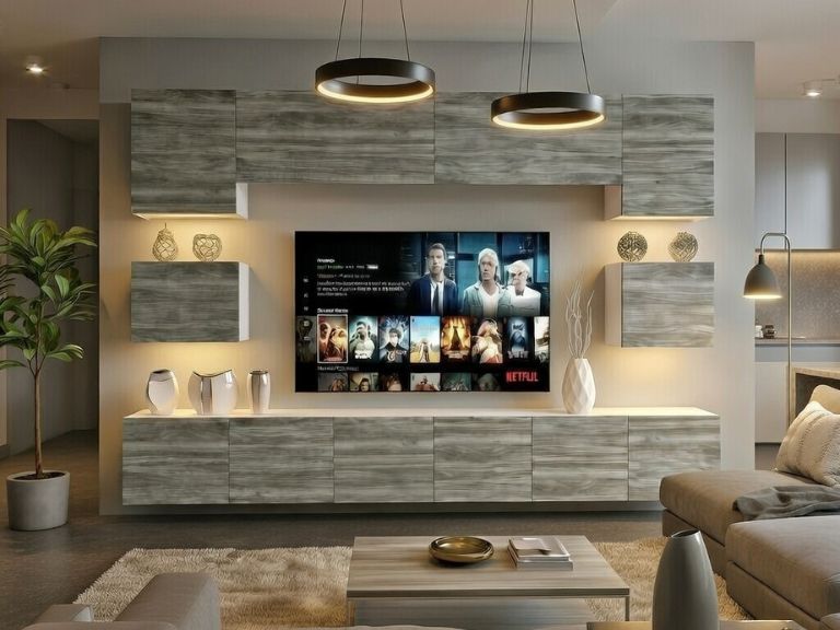 Wohnwand Belini Premium Full Version Grau Anthrazit Glamour Wood + LED-Beleuchtung Nexum 49 Hersteller NEX 3/0/W/GW1/0/0/PP