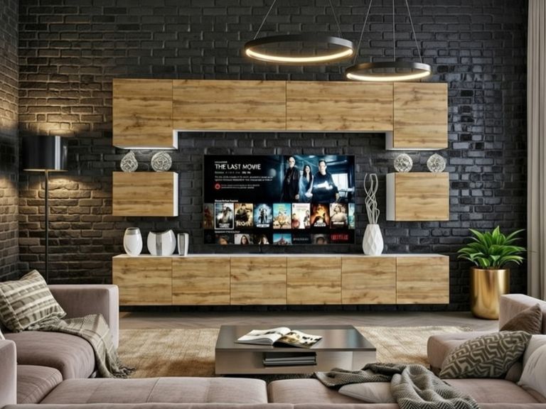 Wohnwand Belini Premium Full Version Wotan-Eiche + LED-Beleuchtung Nexum 55 Hersteller NEX 3/0/W/DW/0/0/PP
