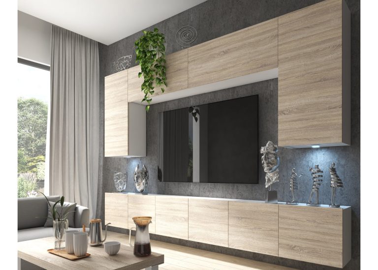 Wohnwände 300 cm für TV/Audio, Sonoma-Eiche, Hersteller IMP PRIMO 2/5/W/DS/0/0