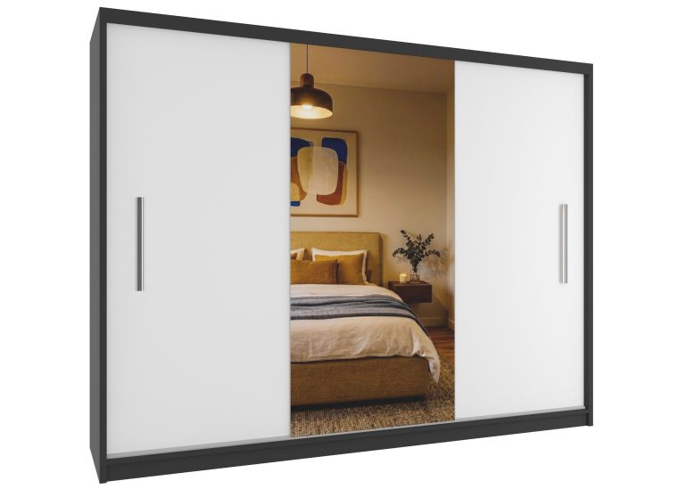 Kleiderschrank 232 cm PRIMO mit Spiegel, mattweiß Hersteller: MES PRIMO SZP4/2/1B/2W1L/0/AL