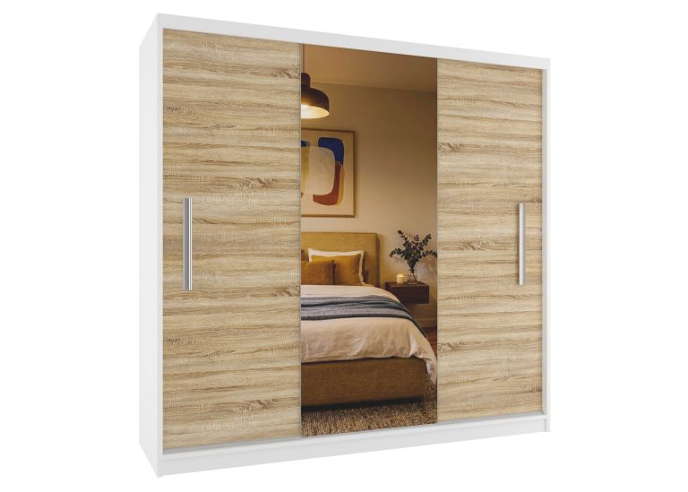 Kleiderschrank 200 cm PRIMO mit Spiegel, Sonoma-Eiche Hersteller: MES PRIMO SZP1/1/W/DS/0/AL