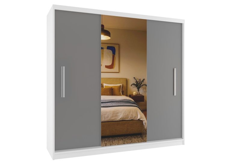 Kleiderschrank 200 cm PRIMO mit Spiegel, mattgrau Hersteller: MES PRIMO SZP1/1/W/SR/0/AL
