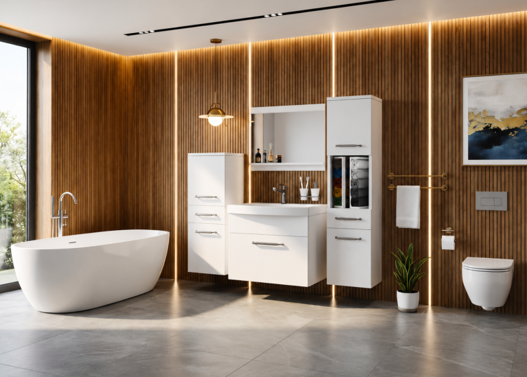 Badezimmermöbel: Waschtischunterschrank mit Spiegel, mattweiß, Hersteller: ROD PRIMO M 5/0/W/W/0/ZINC