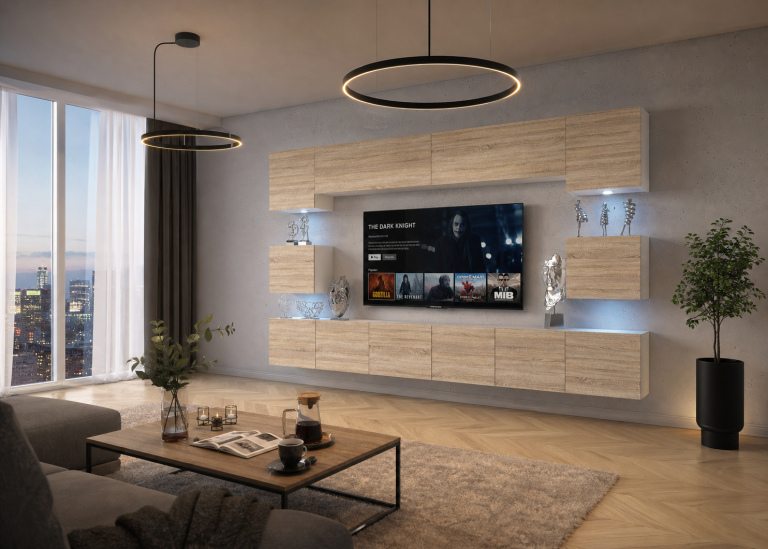Wohnwände 300 cm für TV/Audio, Sonoma-Eiche, Hersteller IMP PRIMO 3/5/W/DS/0/0