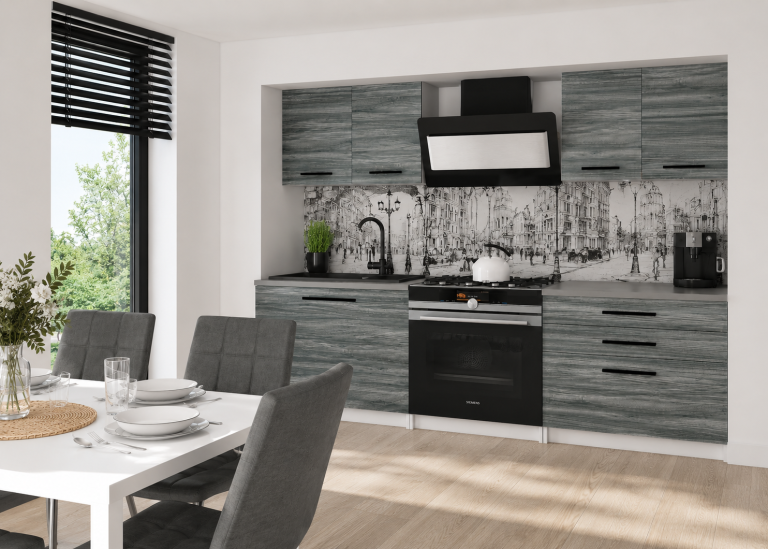 Küchenzeile Belini 120 cm grau anthrazit Glamour Wood mit Arbeitsplatte Tiesto2  Hersteller TOR TIESTO2/2/WT/GW1/0/B1