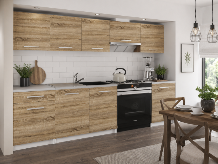 Küchenzeile Belini 240 cm Eiche Sonoma mit Arbeitsplatte Uniqa3 Hersteller TOR UNIQA3/4/WT/DS/0/E