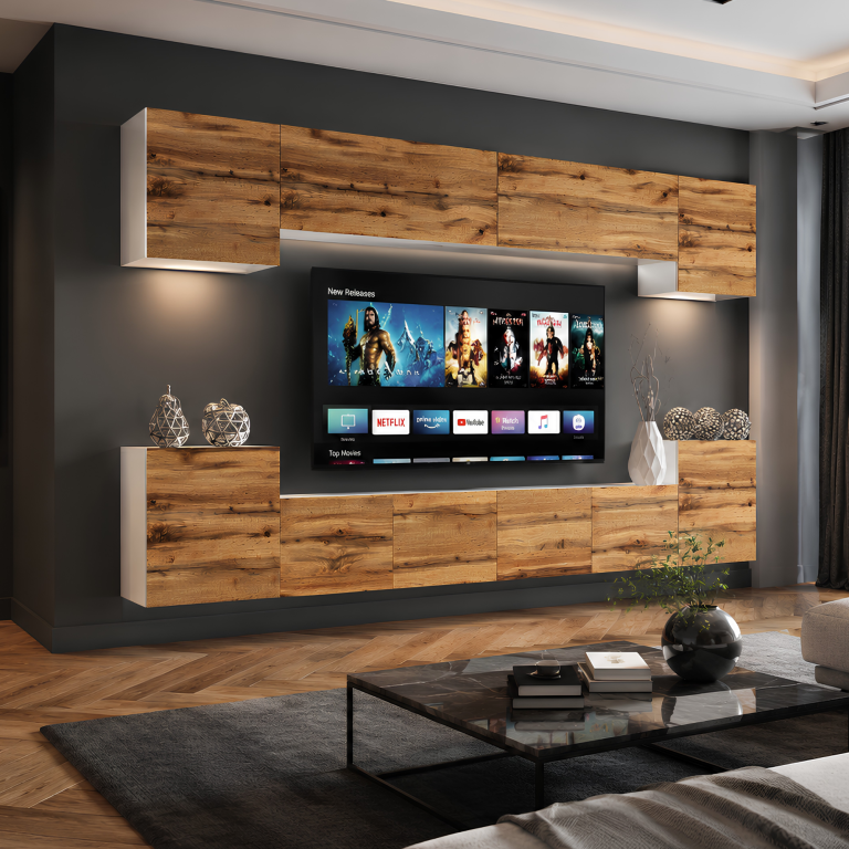 Wohnwand 300 cm TV/RTV Wotan Eiche Ausverkauf MIAMI 4/5/W/DW/0/0