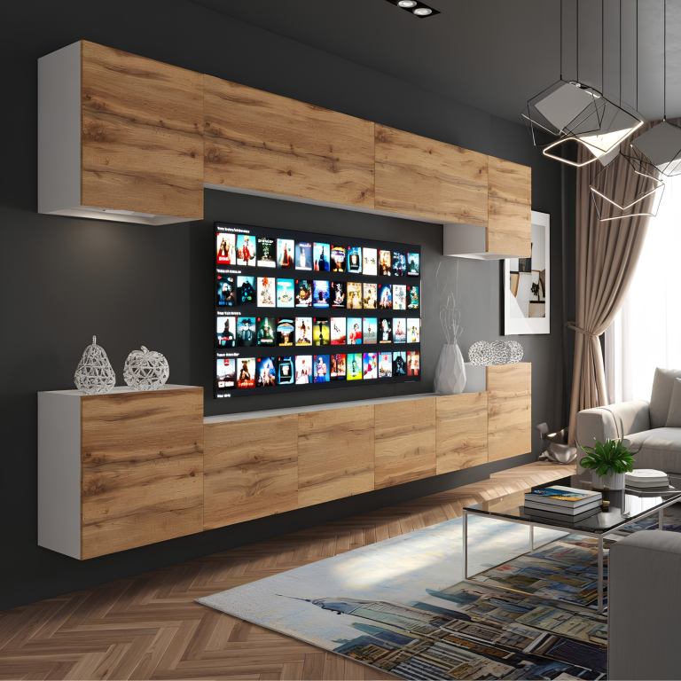Wohnwand 300 cm TV/RTV Wotan Eiche Ausverkauf MIAMI 4/5/W/DW/0/0