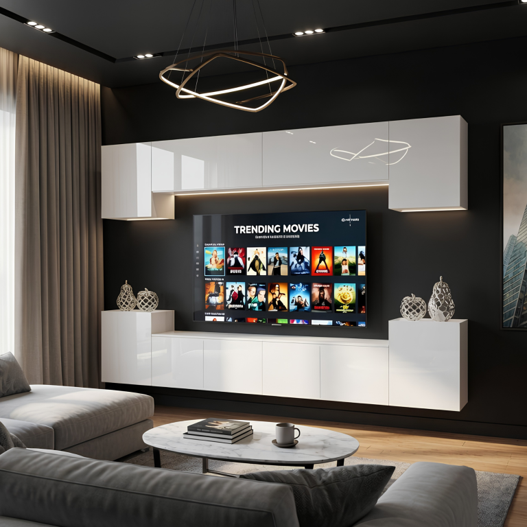 Wohnwand 300 cm TV/RTV Weiß Hochglanz Ausverkauf CHICAGO 4/5/W/W/0/0