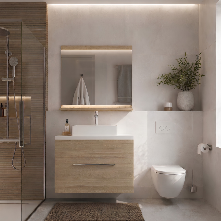 Badezimmermöbel Schränke mit Spiegel Sonoma-Eiche Ausverkauf DALLAS M 1/0/DS/DS/0/ZW