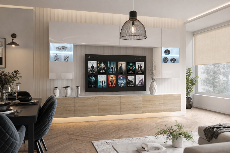 Wohnwand Belini Premium Full Version Hochglanz weiß-Sonoma Eiche + LED-Beleuchtung Nexum 4 Hersteller NEX 1/0/W/WDS/0/0/PP