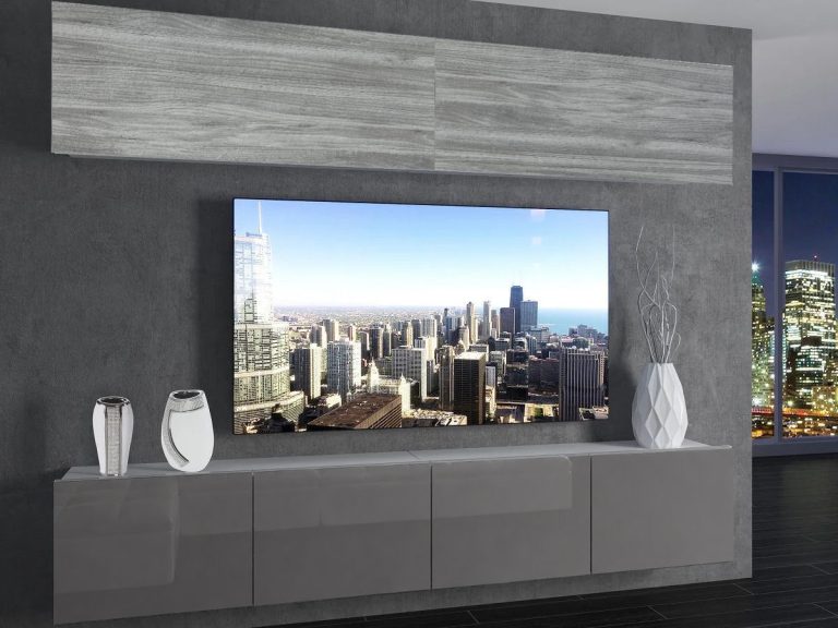 Wohnwand 200 cm TV-/RTV-Wand Grau / Anthrazit / Graphit Hochglanz  Hersteller IMP 6/5/W/GW1S/0/0
