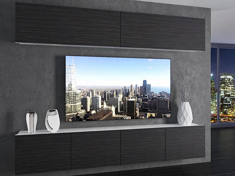 Wohnwand 200 cm TV-/RTV-Wand Schwarz / Ebenholz Hersteller IMP 6/5/W/HK/0/0