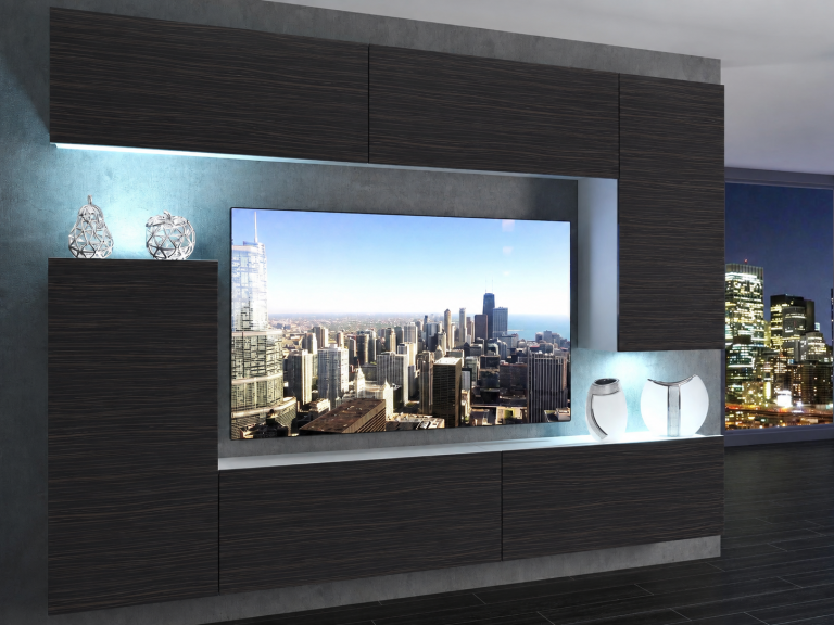 Wohnwand 250 cm TV-/RTV-Wand Schwarz / Ebenholz Hersteller IMP 8/5/W/HK/0/0