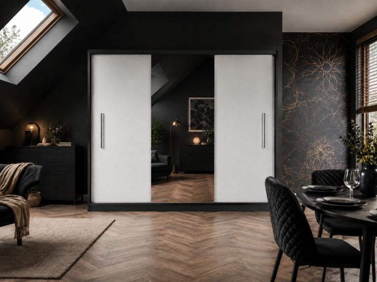 Kleiderschrank 232 cm PRIMO mit Spiegel, mattweiß Hersteller: MES PRIMO SZP4/2/1B/2W1L/0/AL
