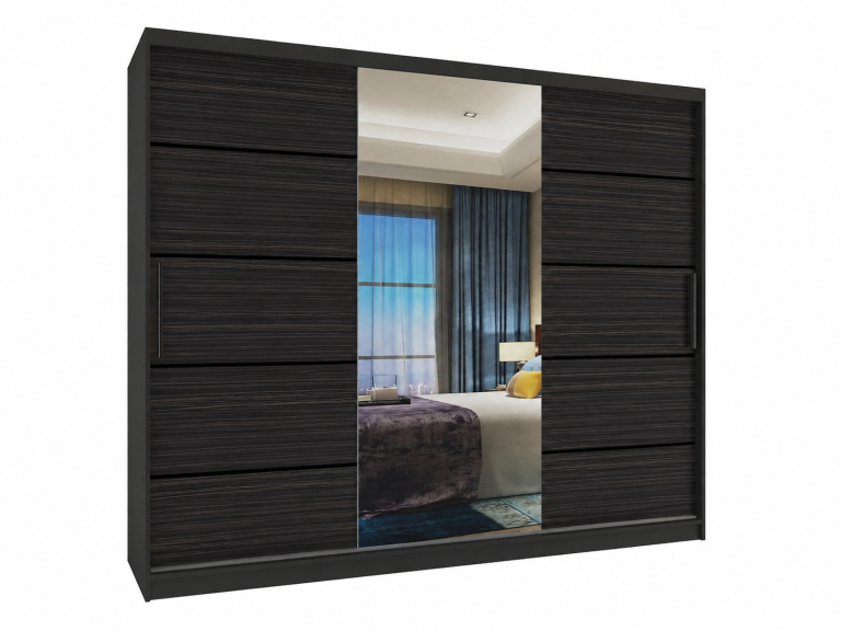 Schiebetürenschrank 232 cm PREMIUM MIT SCHUBLADEN schwarz dunkle Königseiche Hersteller MBP SZP8/0/1B/2HK1L/0/KLP
