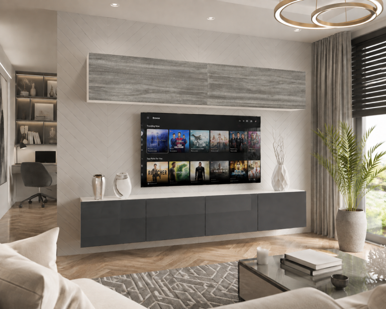 Wohnwand 200 cm TV-/RTV-Wand Grau / Anthrazit / Graphit Hochglanz  Hersteller IMP 6/5/W/GW1S/0/0