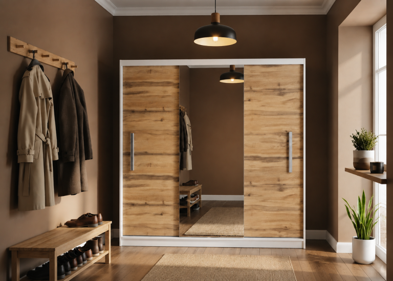 Kleiderschrank 200 cm PRIMO mit Spiegel, Wotan-Eiche Hersteller: MES PRIMO SZP1/1/W/DW/0/AL