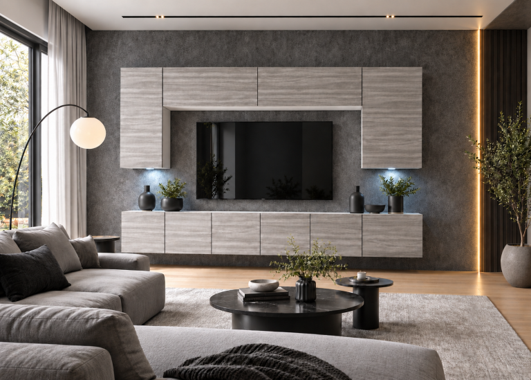Wohnwände 300 cm für TV/Audio, anthrazitgrau, Hersteller IMP PRIMO 2/5/W/GW1/0/0
