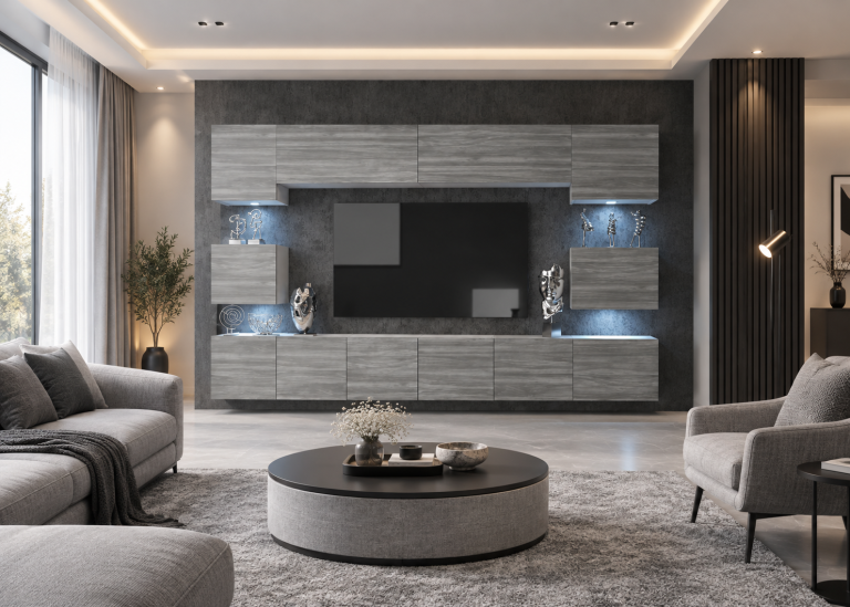 Wohnwände 300 cm für TV/Audio, anthrazitgrau, Hersteller IMP PRIMO 3/5/W/GW1/0/0