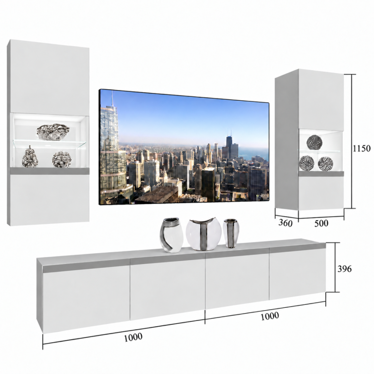 Meblościanka Prestige 200 cm TV/RTV szara połysk Producent IMP P Keanu 7/5/W/S/0/0/CM