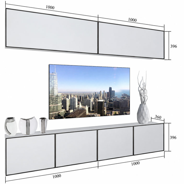 Meblościanka Linea 200 cm TV/RTV szara połysk Producent IMP L Brando 6/5/W/S/0/0
