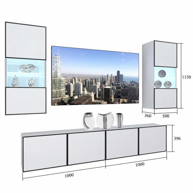 Meblościanka Linea 200 cm TV/RTV szara antracyt grafitowa Producent IMP L Keanu 7/5/W/GW1/0/0