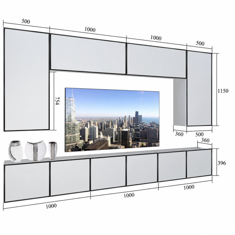 Meblościanka Linea 300 cm TV/RTV czarna heban Producent IMP L Monroe 2/5/W/HK/0/0