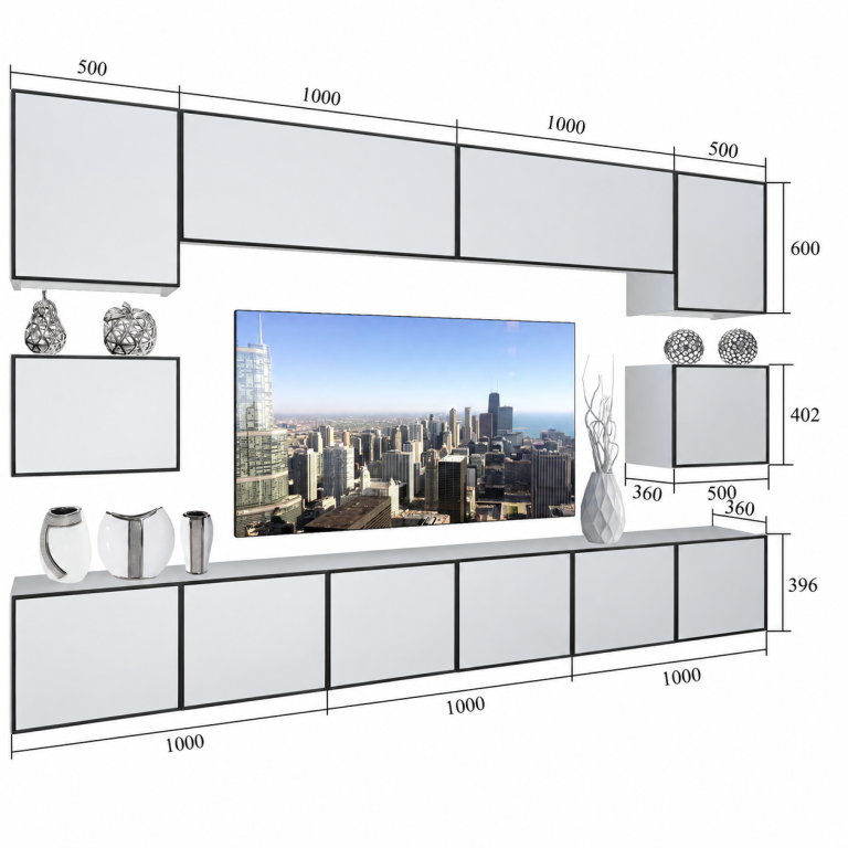 Meblościanka Linea 300 cm TV/RTV czarna heban Producent IMP L Tarantino 3/5/W/HK/0/0