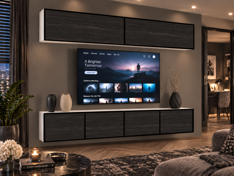 Meblościanka Linea 200 cm TV/RTV czarna heban Producent IMP L Brando 6/5/W/HK/0/0