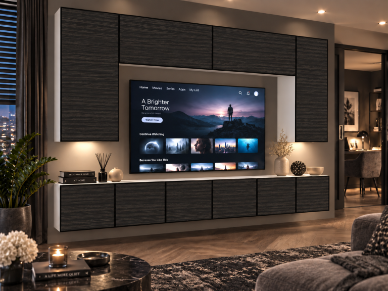 Meblościanka Linea 300 cm TV/RTV czarna heban Producent IMP L Monroe 2/5/W/HK/0/0
