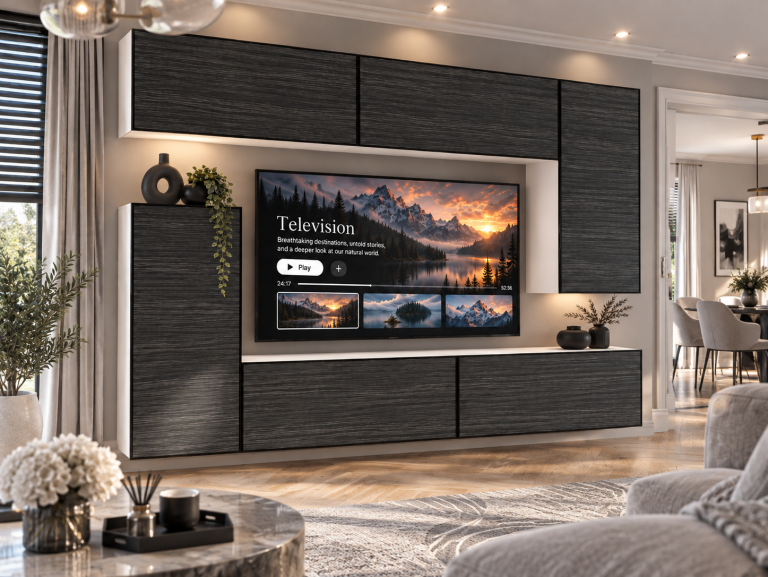 Meblościanka Linea 250 cm TV/RTV czarna heban Producent IMP L Woody 8/5/W/HK/0/0