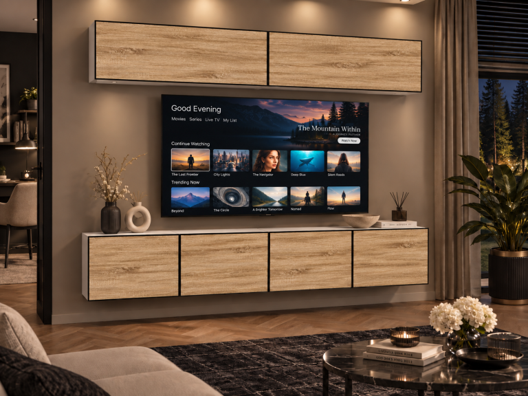 Meblościanka Linea 200 cm TV/RTV dębowa dąb wotan dąb sonoma Producent IMP L Brando 6/5/W/DS/0/0