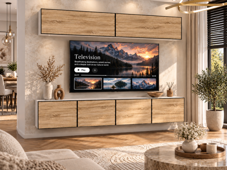 Meblościanka Linea 200 cm TV/RTV dębowa dąb wotan dąb sonoma Producent IMP L Brando 6/5/W/DS/0/0