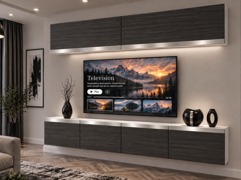 Meblościanka Prestige 200 cm TV/RTV czarna heban Producent IMP P Brando 6/5/W/HK/0/0/SL