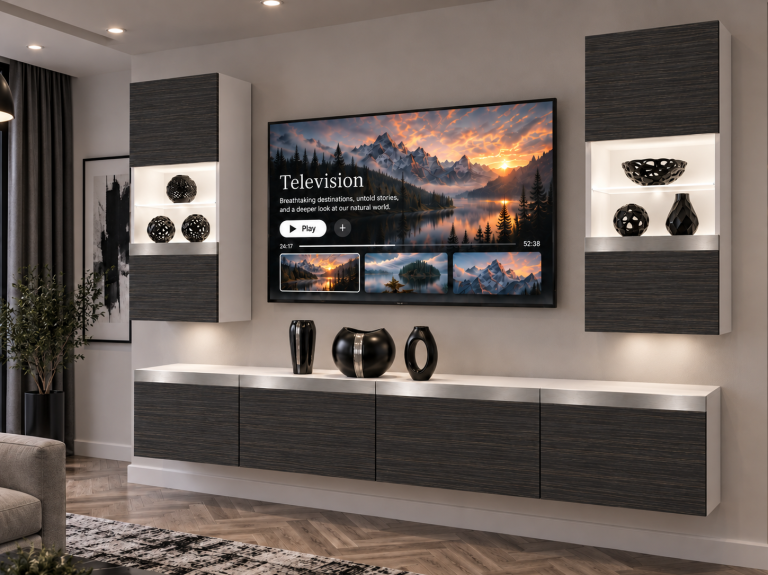 Meblościanka Prestige 200 cm TV/RTV czarna heban Producent IMP P Keanu 7/5/W/HK/0/0/SL