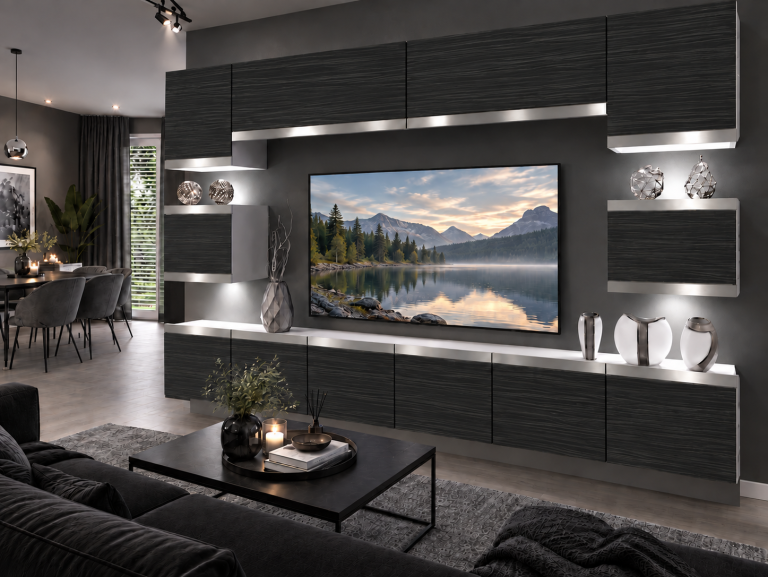 Meblościanka Prestige 300 cm TV/RTV czarna heban Producent IMP P Tarantino 3/5/W/HK/0/0/SL
