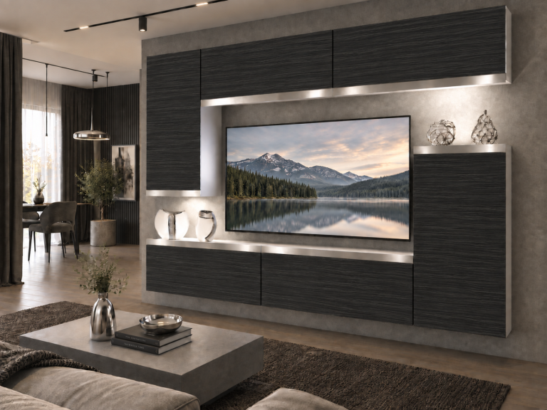 Meblościanka Prestige 250 cm TV/RTV czarna heban Producent IMP P Woody 8/5/W/HK/0/0/SL