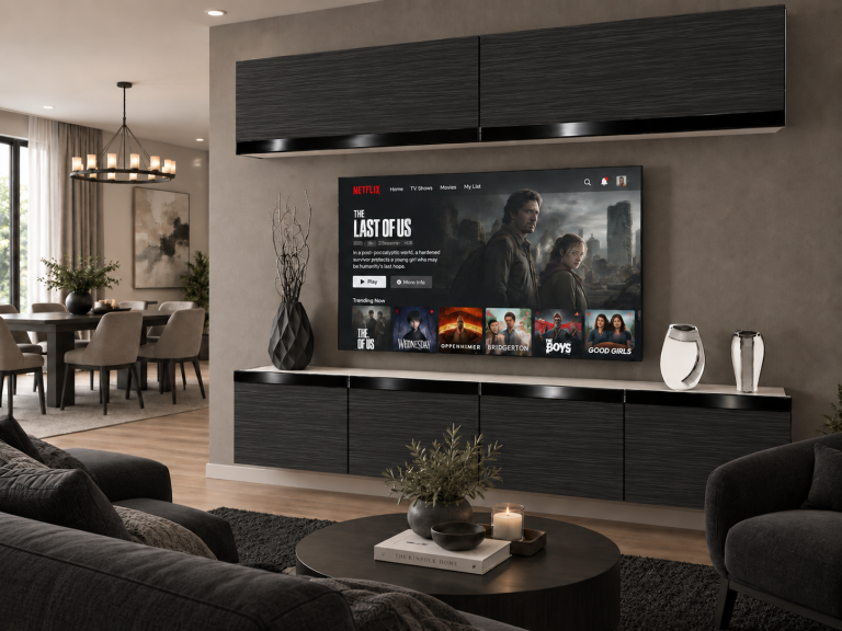 Meblościanka Prestige 200 cm TV/RTV czarna heban Producent IMP P Brando 6/5/W/HK/0/0/CP