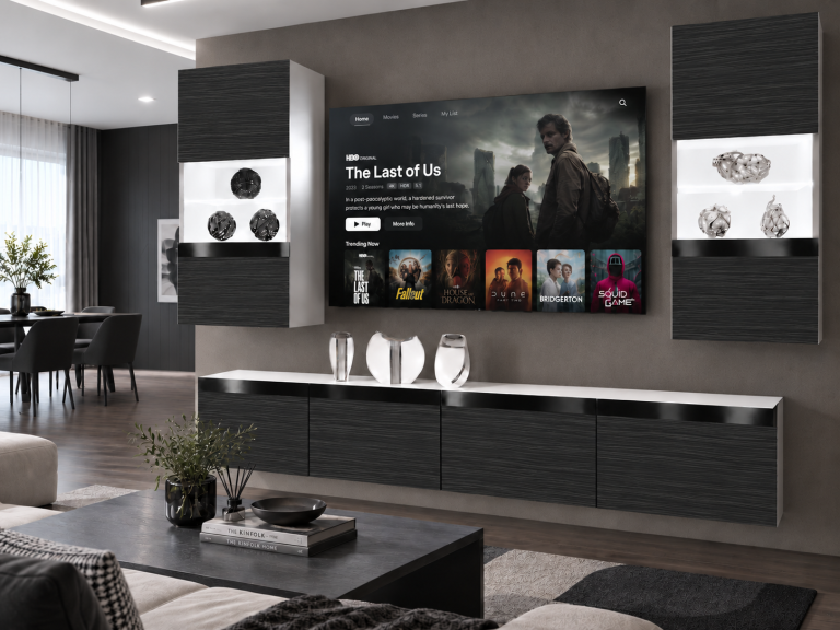Meblościanka Prestige 200 cm TV/RTV czarna heban Producent IMP P Keanu 7/5/W/HK/0/0/CP