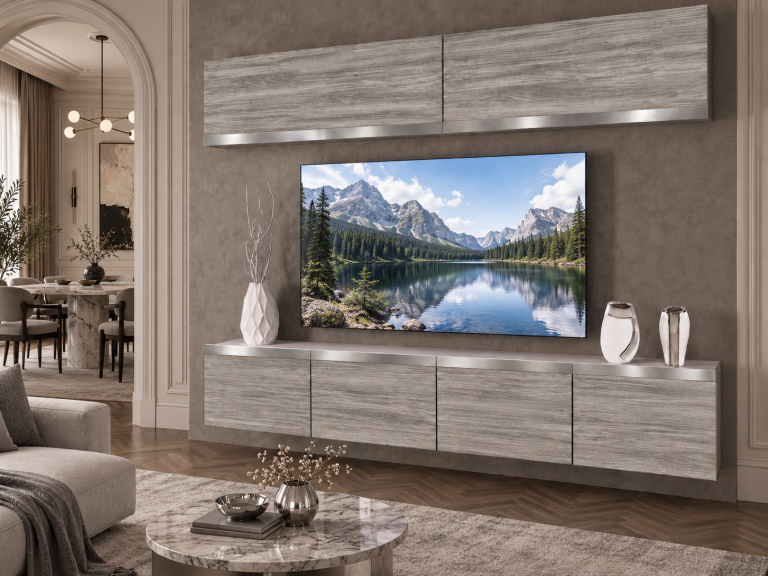 Meblościanka Prestige 200 cm TV/RTV szara antracyt grafitowa Producent IMP P Brando 6/5/W/GW1/0/0/SL