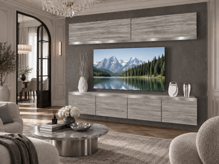 Meblościanka Prestige 200 cm TV/RTV szara antracyt grafitowa Producent IMP P Brando 6/5/W/GW1/0/0/SL